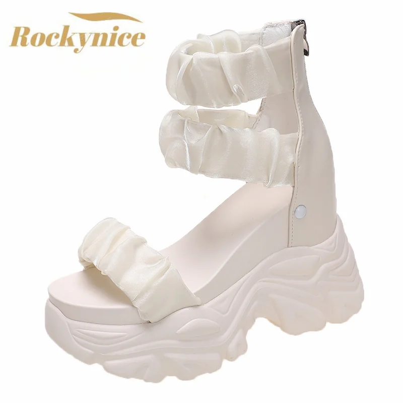 

Summer Sandals 10CM Wedge Heels Sneakers New 2024 Women Beach Flip Flop High Platform Casual Sandals Breathable Walking Slippers