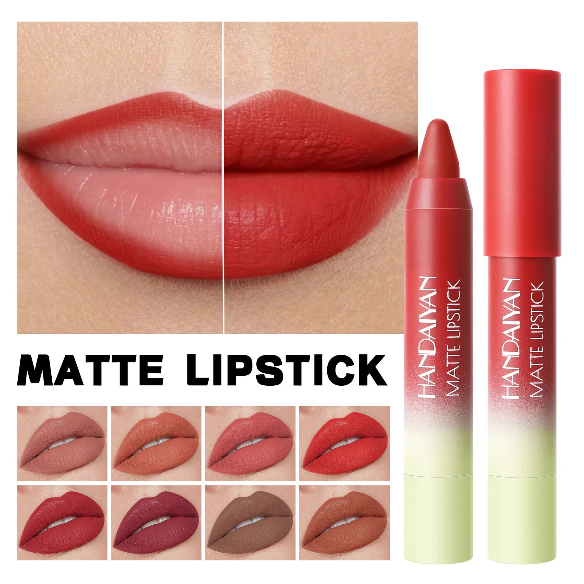 Velvet Lip Crayon 8 Colors Matte Waterproof Transfer Proof Longwear Lipstick Liner Easy Glide for Precise Definition Cosmetic