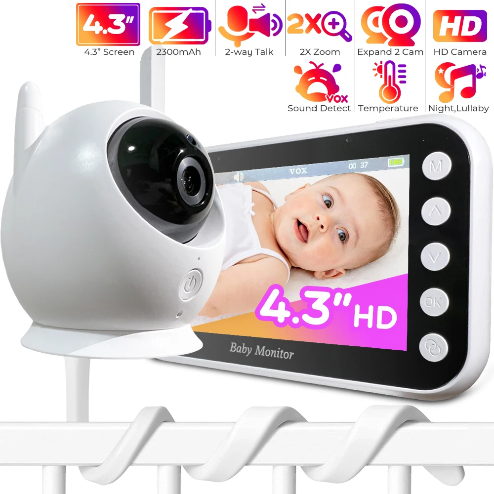 

Baby Monitor with Long Battery Life 4.3 inch Screen Video Baby Monitor with Camera and Audio 1000ft Long Rang Auto Night Vision