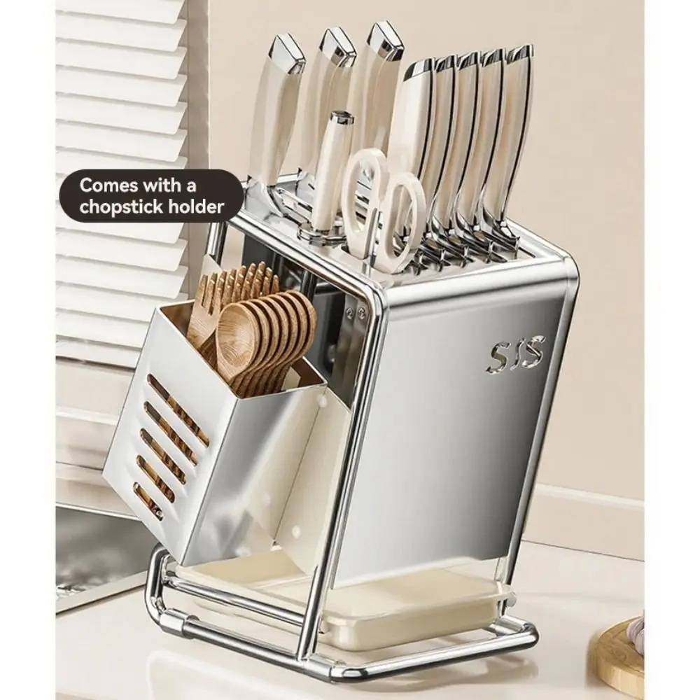 

Держатель для резака из нержавеющей стали, сливной лоток, устойчивая стойка для хранения инструментов, противоскользящий многофункциональный органайзер для кухонной утвари