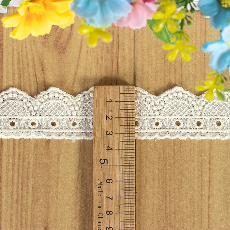 Cotton Embroidery Ribbon Lace Collar Fabric, Handmade DIY Sewing Material, Curtains, Dress Cloth, Fringe Decor, White, Beige