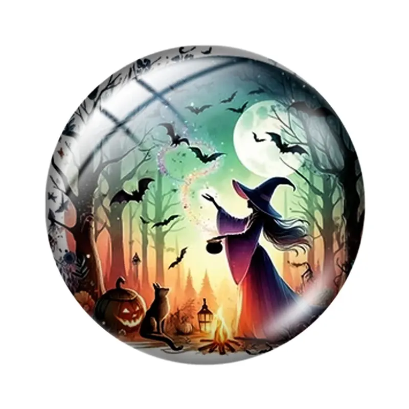 Watercolor Halloween Witch  12/18/20/25mm glass cabochon  bracelet pendant rings for jewelry demo earrings back Making findings