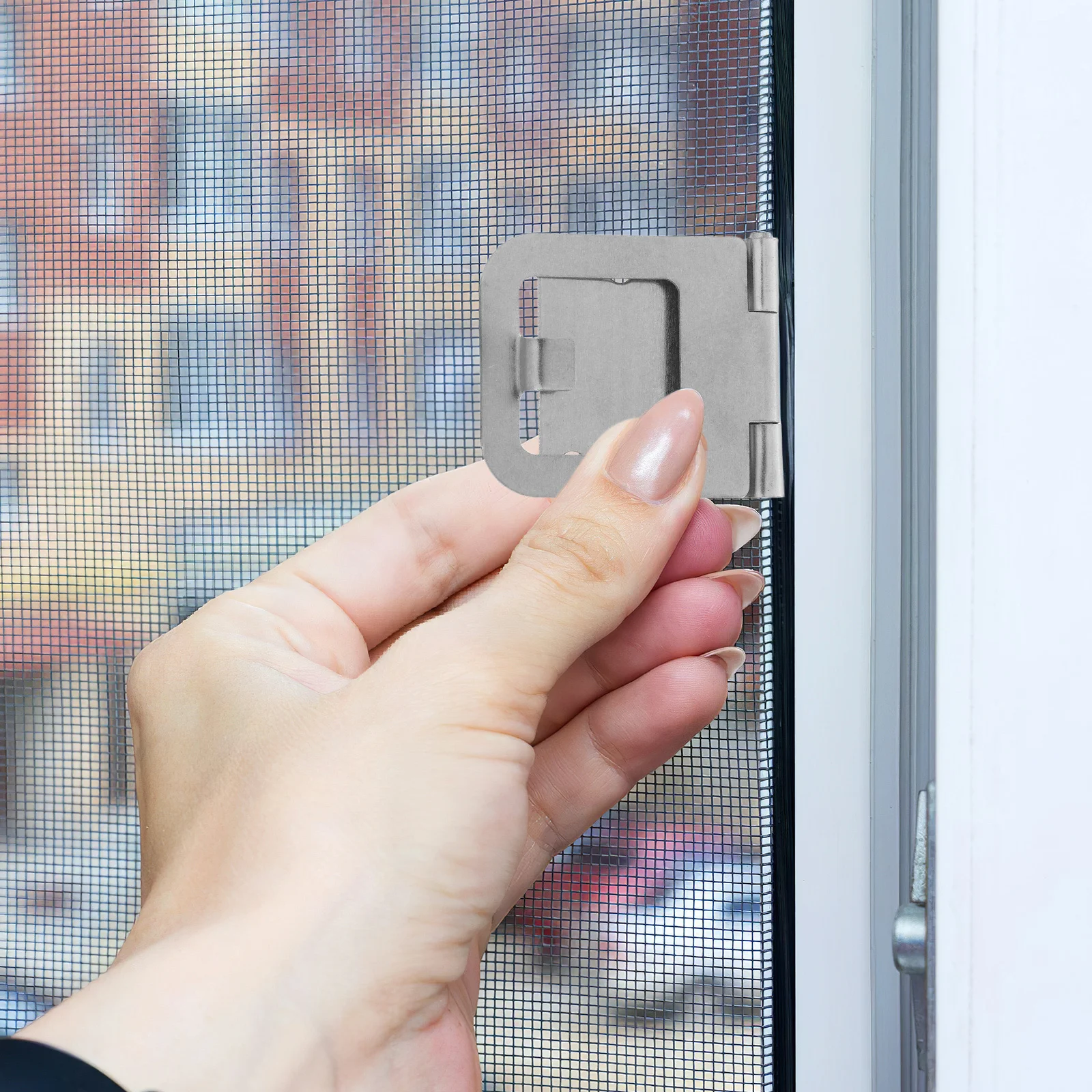 

4pcs Stainless Steel Sliding Window Screen Durable Flat Hinge Leaf For Patio Balcony Door Lock Secure Screen Door Hinge Lock