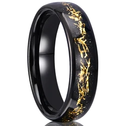 Tungsten Carbide Meteorite Galaxy Ring, Black 6mm Men's Fashion Luxury Comfortable Wedding Ring Anniversary Gift for Couples