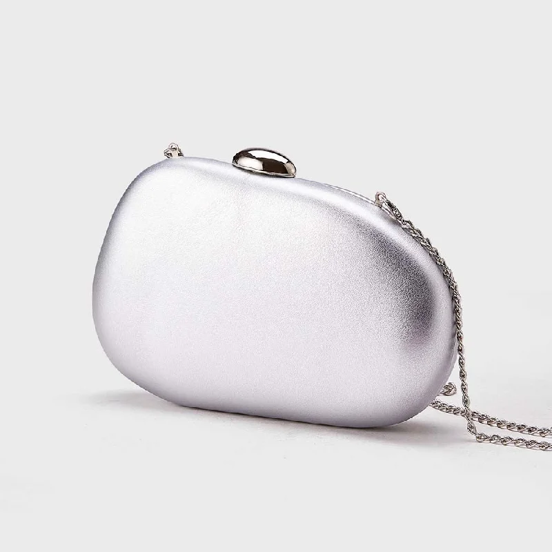 Pu Gold Trim Evening Clutch For Women, Faux Leather Hard Shell Chain Crossbody Bag, Rectangle Handbag For Party Wedding Daily view 2