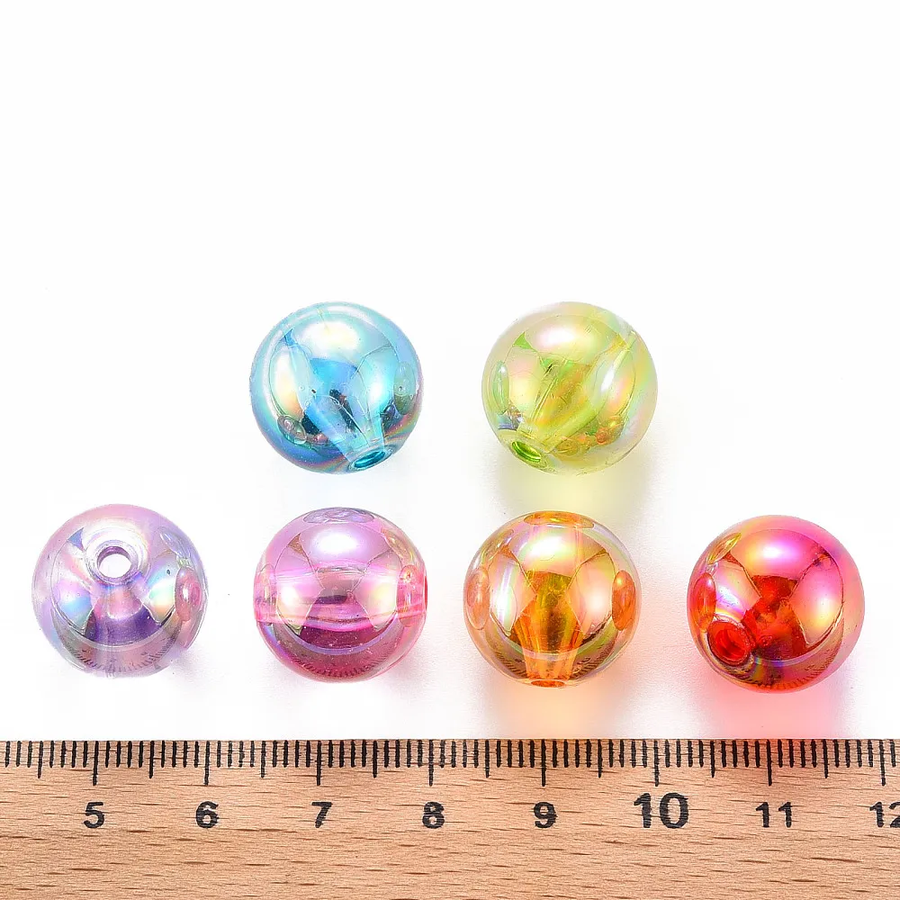 PandaHall 220 Stück AB-beschichtete transparente Acryl-Rundperlen, 16mm Mehrfarbige Schillernde Oberfläche für DIY Armband Schmuck Basteln – Detail 3