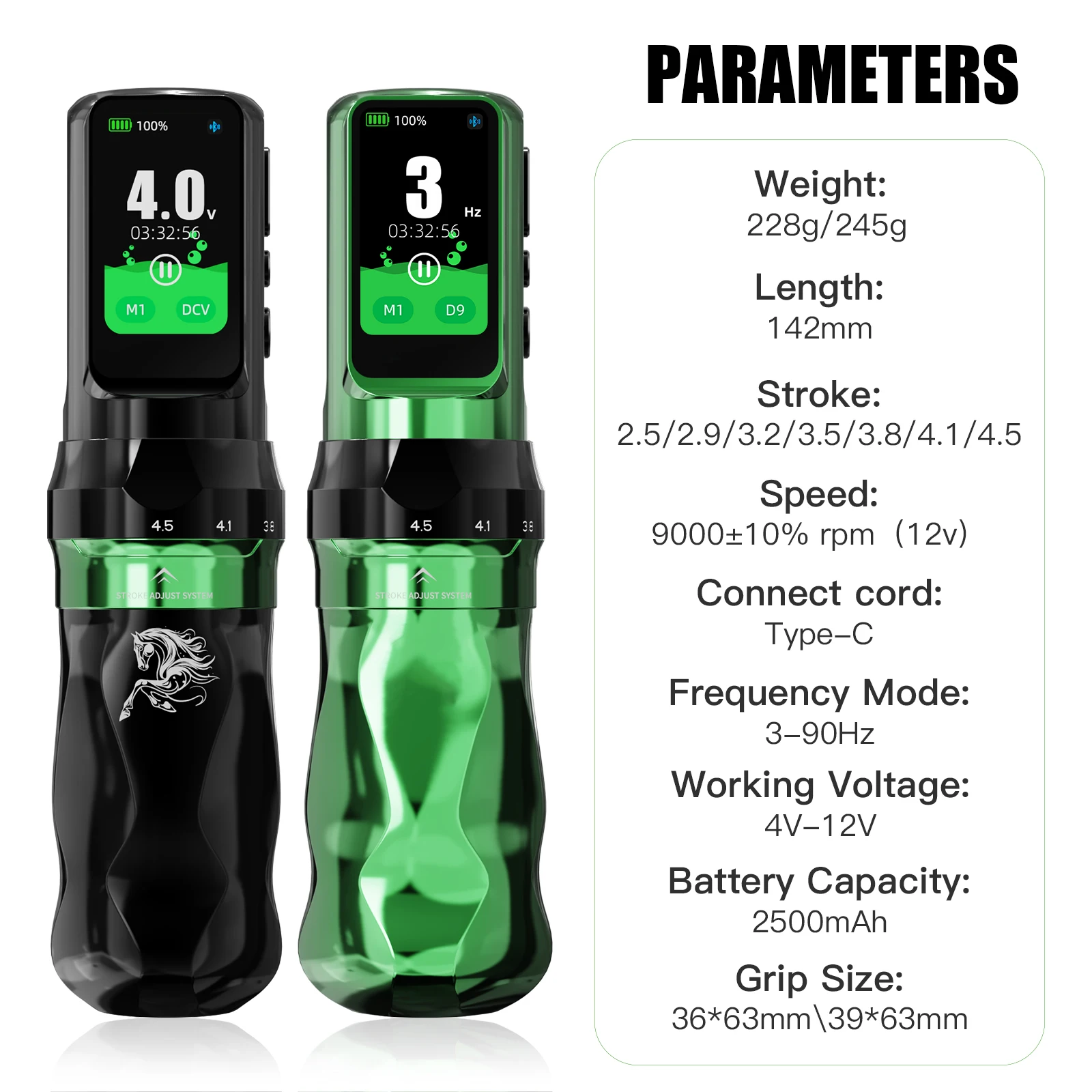 Dragonhawk Fold Pro Year of The Horse Tattoo Machine Pen 7 Strokes Mcore-C4 Motor Low Noise Stable Durable for Pro Tattoo Artist 6