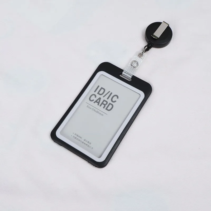 Schwarzer vertikaler Kartenhalter, Schlüsselanhänger, Bus, Campus-Karte, Zugangskontrolle, Arbeitskartenhülle, transparent, mit Ausweisrolle