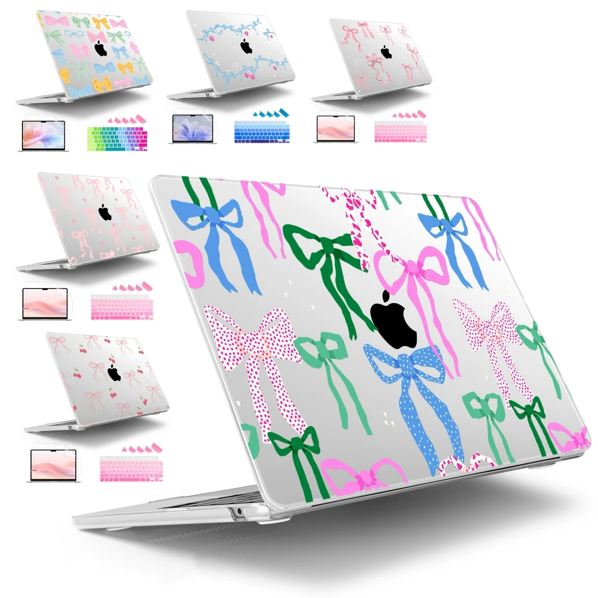 

Crystal BOW Transparent Print Case Compatible For Macbook M4 Pro14 16 Air 15 13 A2681 A2941 A2337 2020 Pro 13 inch case M1 A2338