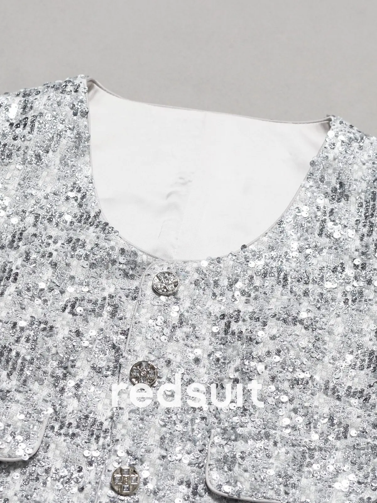 New Silver sequined sleeveless vest waist cinching dress Custom size