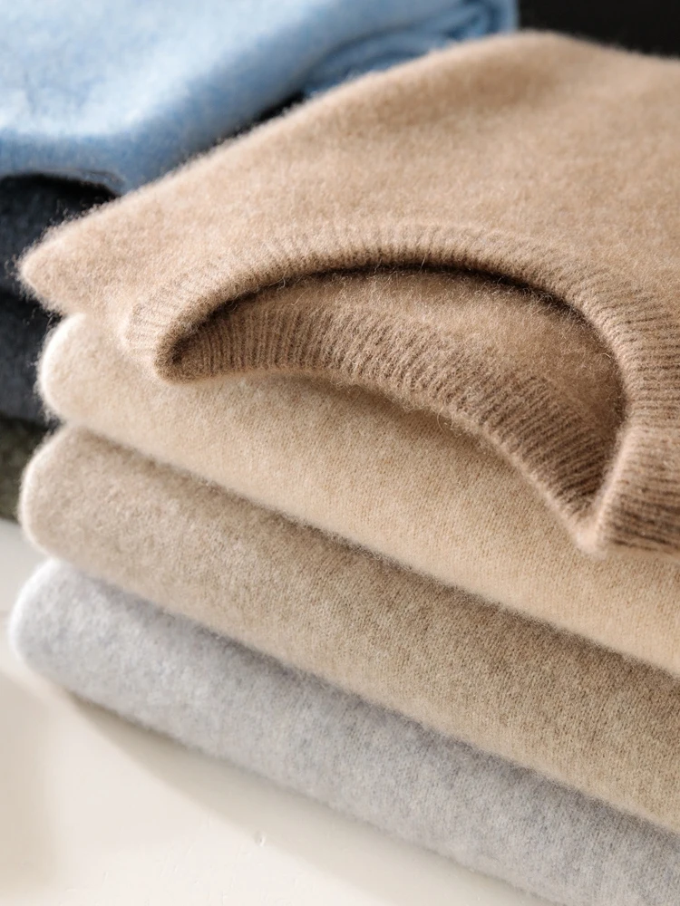 

High Quality Men's O-neck Sweater 100% Merino Wool Pullover Spring Autumn Casual Cashmere Knitwear Korean Popular Clothing