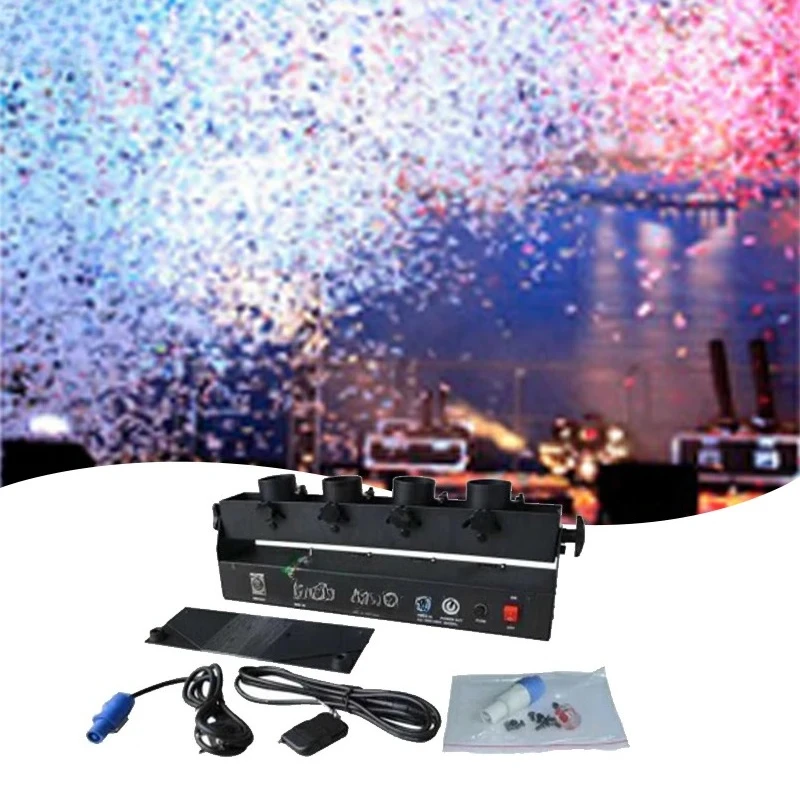 4 Head Paper Blaster Machine Remote DMX Electric Confetti Cannon