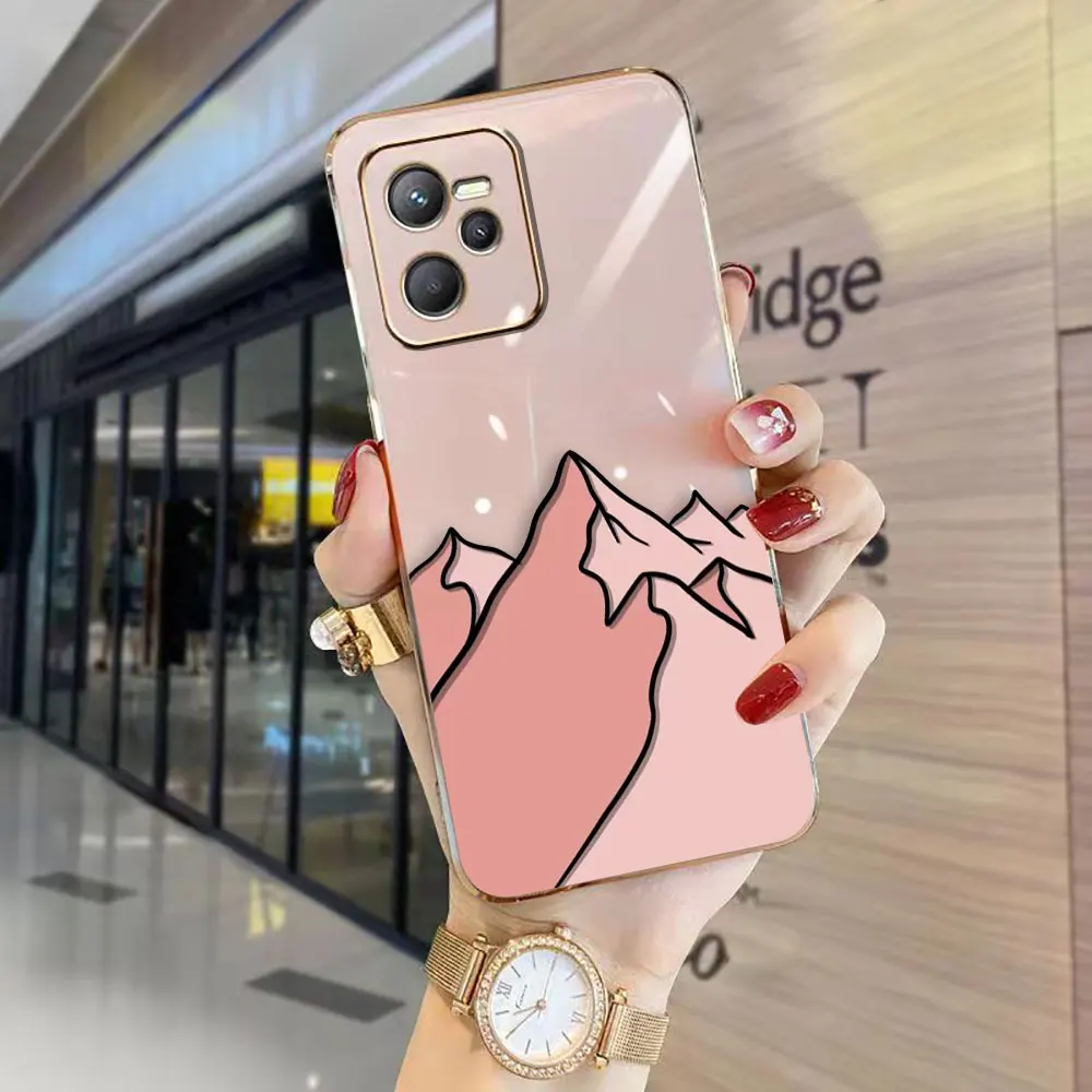 Cartoon Mountain Range Cover Smooth E-TPU Phone Case REALME GT 2 NEO3 MASTER 7 8 8I 9 9I 10 11 PRO C21Y C30 C33 C35 C53 C55 Case