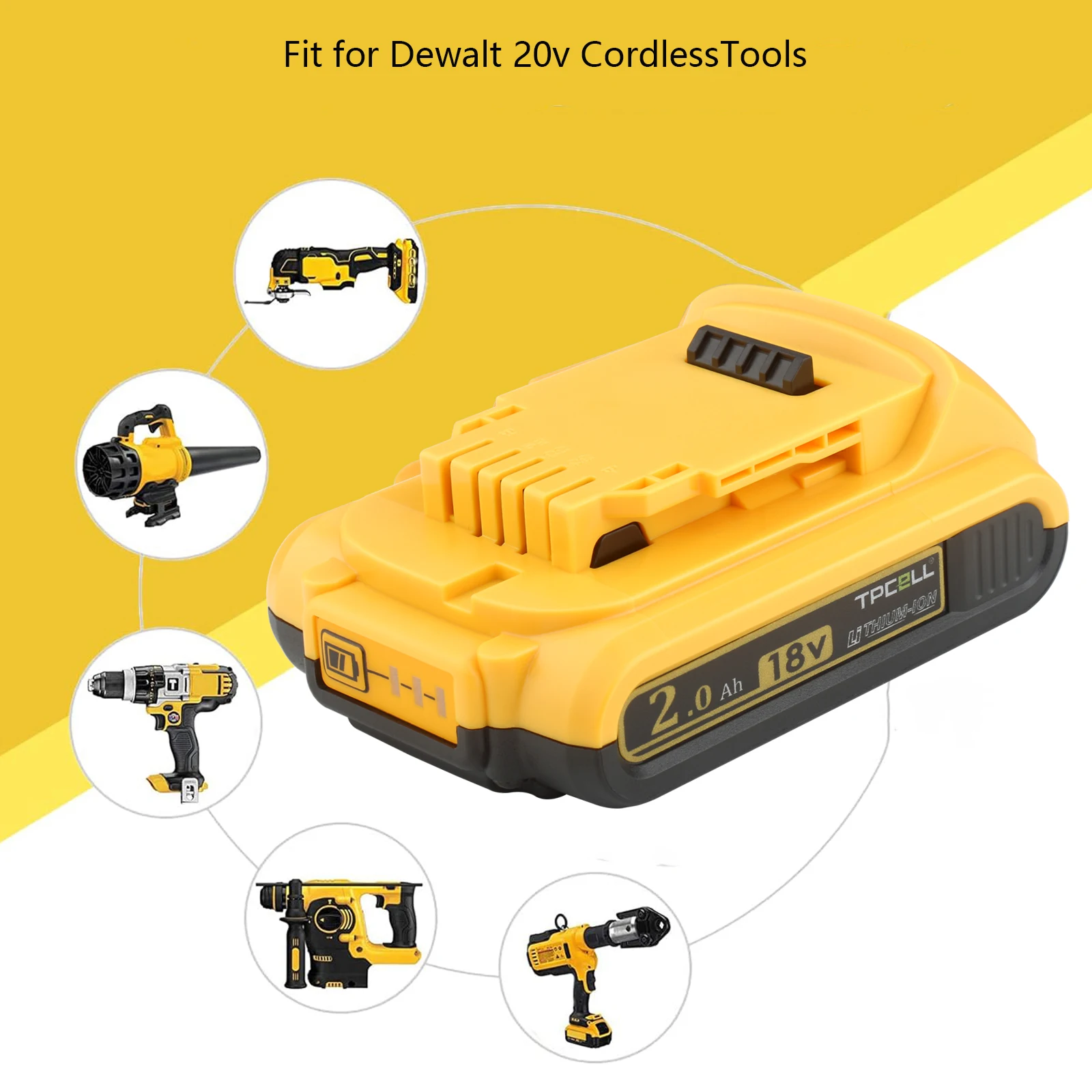 TPCELL dla DeWalt DCB200 2.0Ah/2.5Ah wymienna bateria kompatybilna z Dewalt 18V/20V DCB203 DCB205 bateria narzędziowa