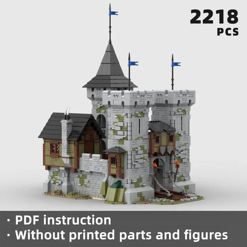 middeleeuws 	 zwarte kasteelstenen fortkasteel houd ridderblokken modulaire tovenaar moc sterke architectuurstenen geschenkblokkenChr