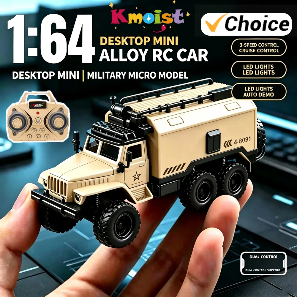 1/64 Desktop RC Truck 10CH Alloy Mini Car With Lights Sound Phone Controlled High Speed Vehicle Kids Toys for Boys Child Gifts