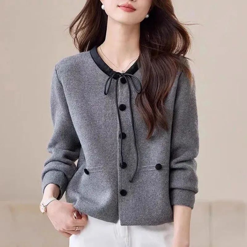 

Высококачественный новый осенне-зимний свободный вязаный кардиган, женский свитер, короткий женский трикотаж, верхняя одежда, куртка, женский топ