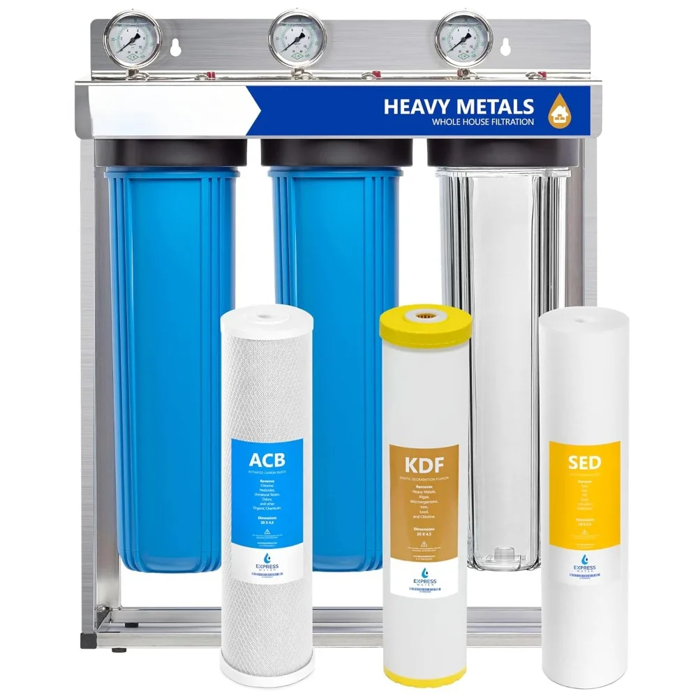 3-Stage Heavy Metal Water Filtration System, Stainless Steel, Reduces Contaminants, Improves Water Quality