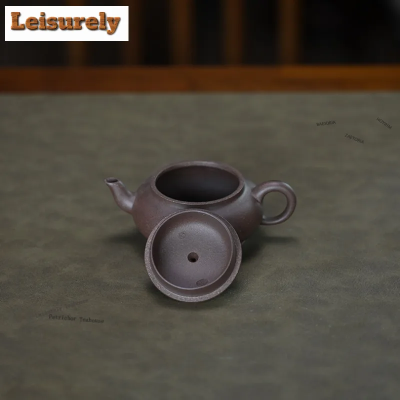 250ml Exquisite Yixing Lila Ton Teekanne, handgefertigt, flache Kirschkirsche-Form, Rohstein-Ton Teekocher, Chinesisches Zisha Teeset