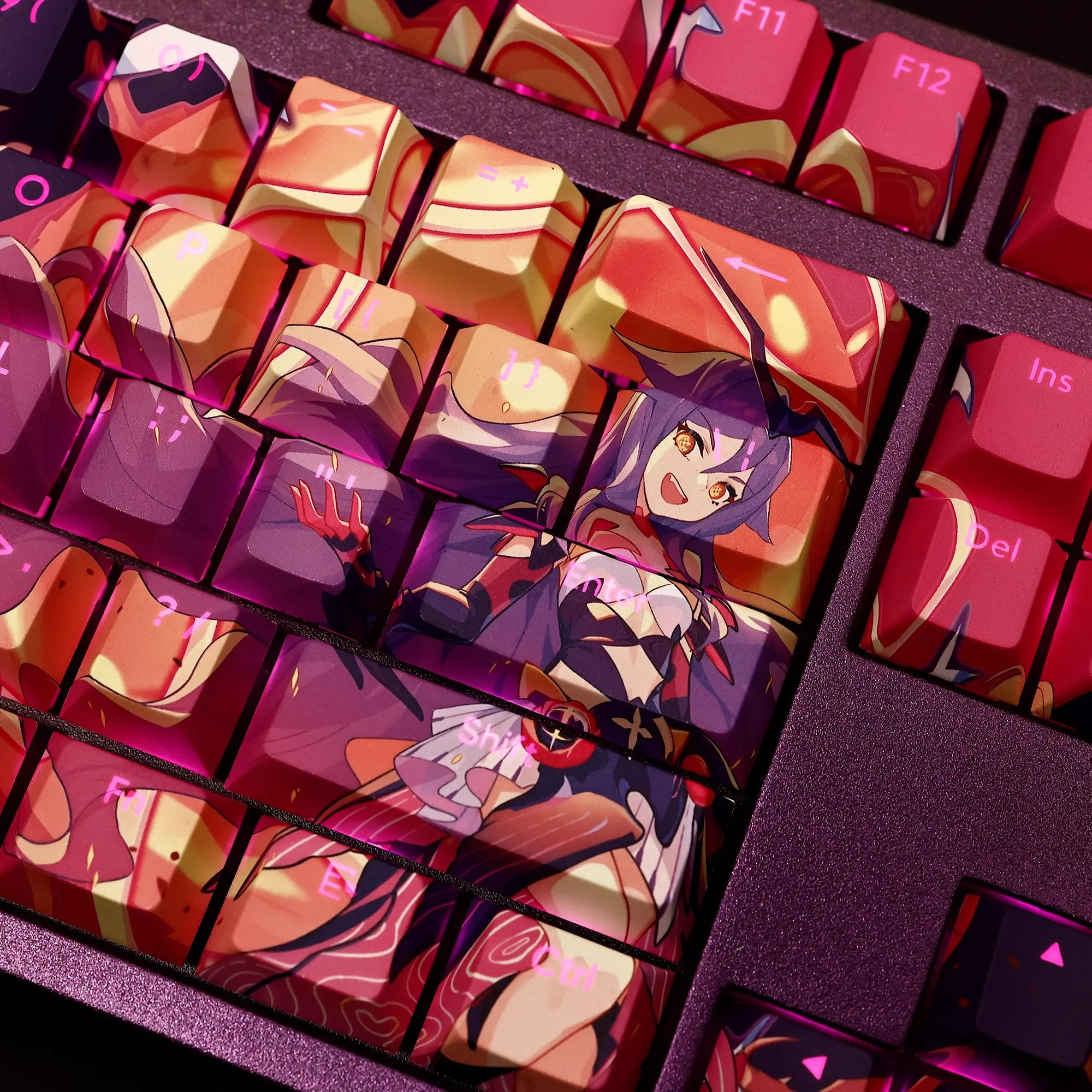 108 Keys/set Honkai Impact 3 Sirin Keycap PBT Dye Subbed Backlit Keycaps Anime Gaming Key Caps For ANSI 61 87 104 108 Keyboard