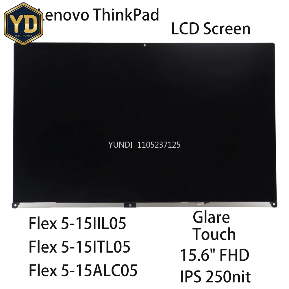 YD 15,6 "FHD nuevo para Lenovo ideapad Flex 5-15IIL05/5-15ITL05 Flex 5-15ALC05 pantalla LCD para ordenador portátil táctil deslumbrante IPS 250nit 5D10S39643