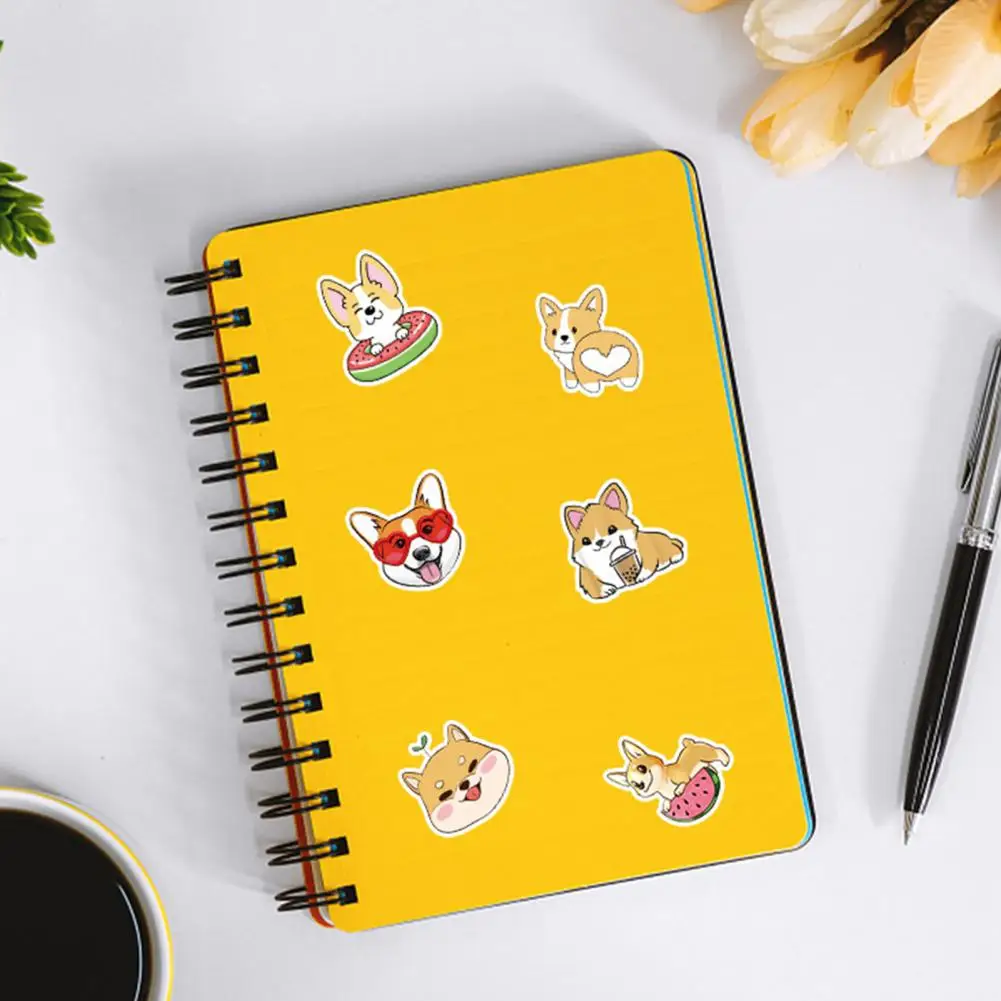 50 Pcs/Set Corgi Dog Animal Theme Sticker Cartoon Phone Cover Self-adhesive PVC DIY Luggage Skateboard Decal Students Supplies