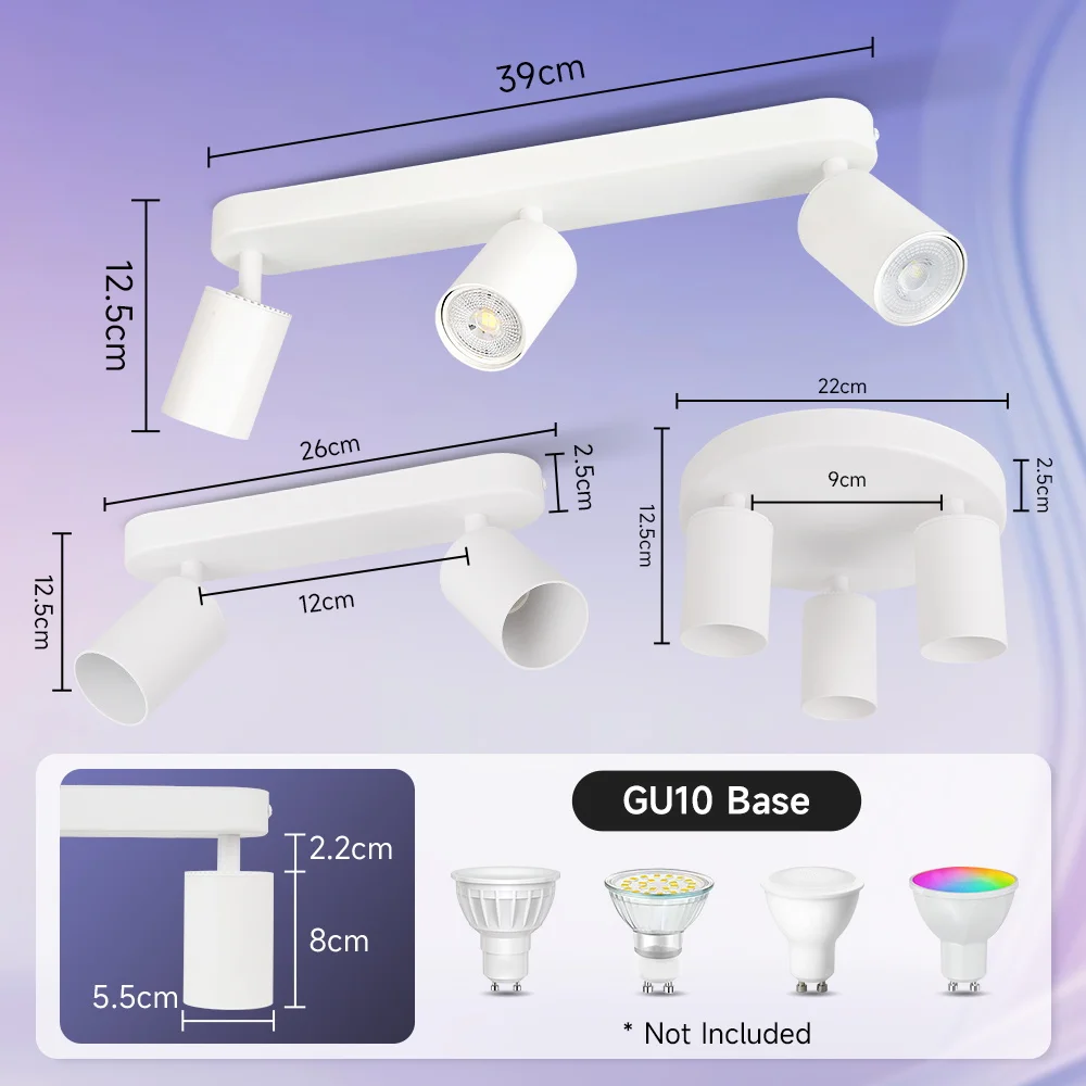 Rotating Ceiling Spotlight GU10 White Ceiling Lamp Room Decoration Lights Led Lustre Chandelier for Living Room Kitchen Corridor