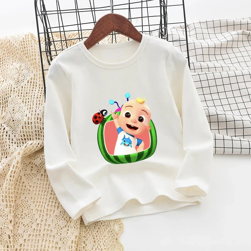 

Cocomelons Long Sleeve Clothes Boys Girls Autumn Spring Cartoon Cute Tee Pullover Base T-shirt Outerwear Round Neck Tshirt Gift