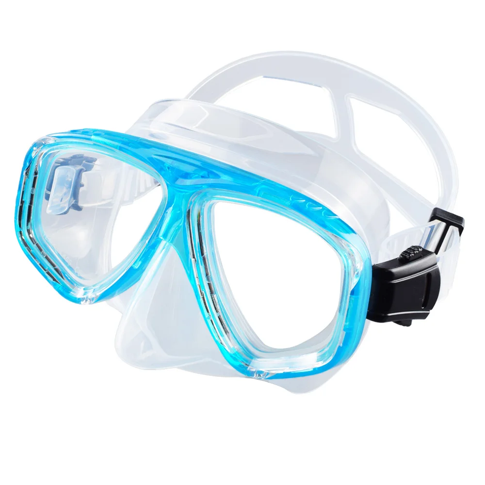 Máscara de snorkel, gafas de natación, falda de silicona para buceo, lente de vidrio templado, vista amplia, entrenamiento con cubierta para la nariz, correa ajustable