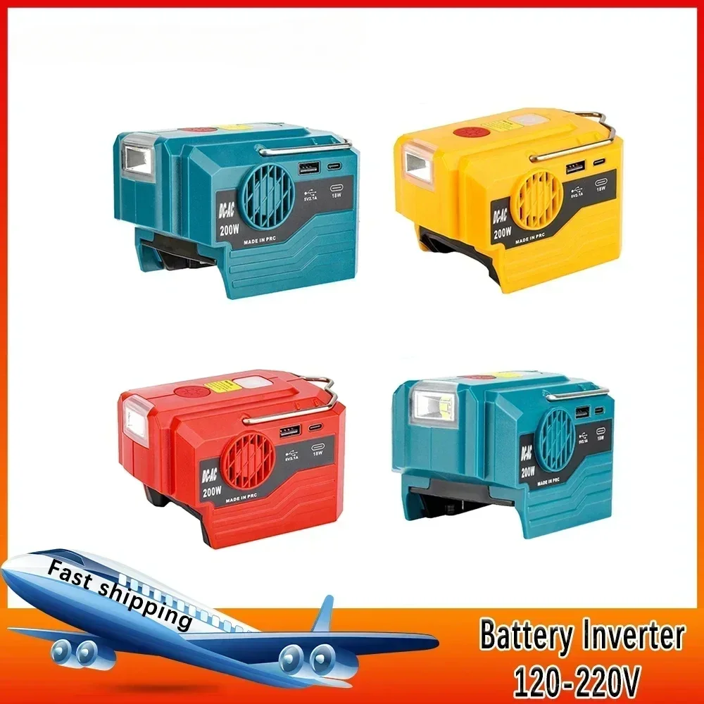 Inverter daya portabel 120-220V Inverter baterai Lithium seluler luar ruangan untuk Makita/DeWalt/Milwaukee/Bosch/Ryobi baterai 18V 20V