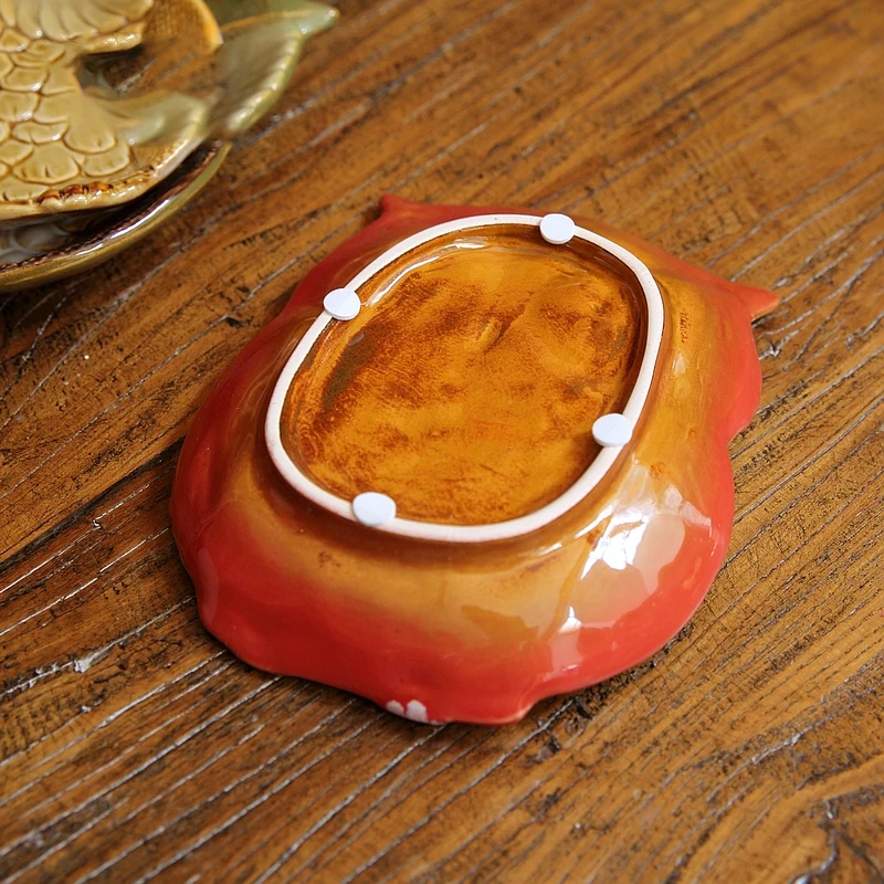 Countryside Owl Design Ceramic Tray Vintage Red Green Yellow For Jewelry Storage Plate Keys Holder Soap Dish And Home Decoration view 5