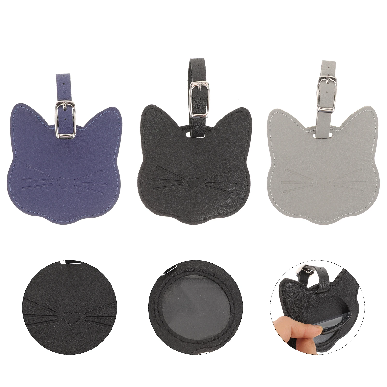 

3 Pcs Luggage Tags Travel Labels Soft Durable PU Suitcase Bag Tags for Women Replacement Blue Black