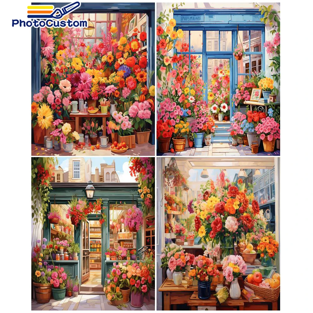 

PhotoCustom Painting By Numbers For Adults Kit Flower Picture Diy Coloring By Numbers Complete Kit Acrylic Paint For Home Decor