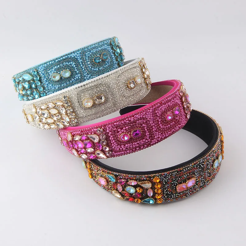 

European and American New Fashion Retro Baroque Diamond-Studded Headband Ball Court Style Hair Accessory for Women