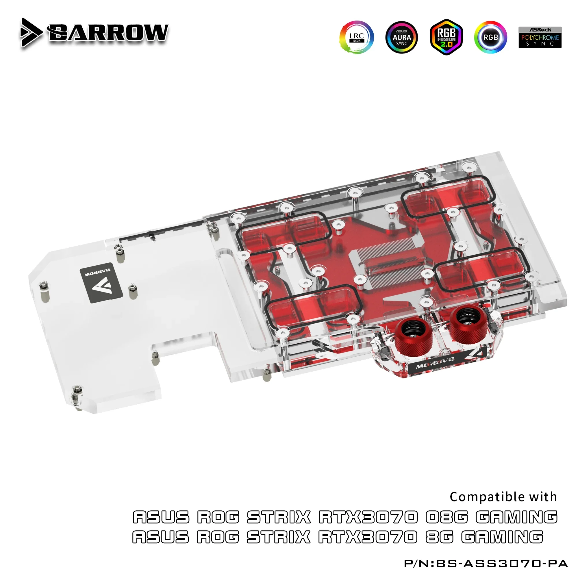 Barrow 3070 GPU Water Cooling Block สําหรับ ASUS RTX3070 กราฟิกการ์ด, ฝาครอบ A-RGB Cooler, BS-ASS3070-PA BS-ASD3070-PA