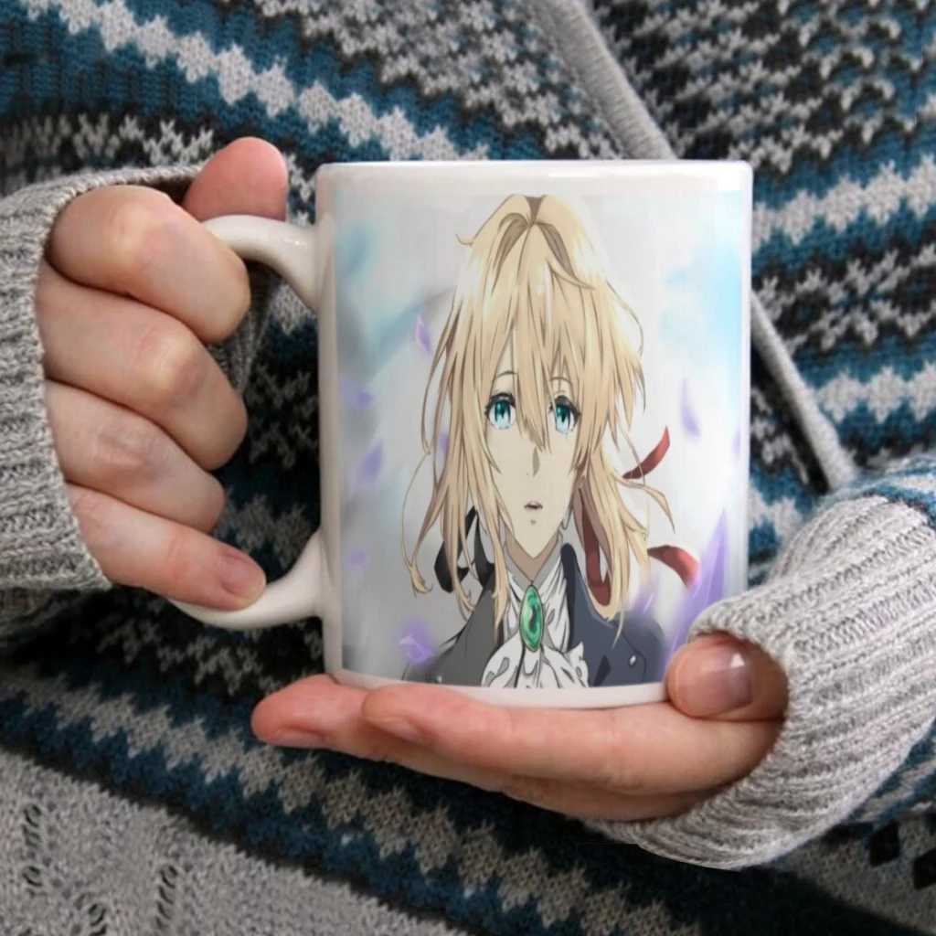 Hot Anime Violet Evergarden 11oz Funny Ceramic Coffee Mug Tea Milk Cup For Novetly Creativity Gift