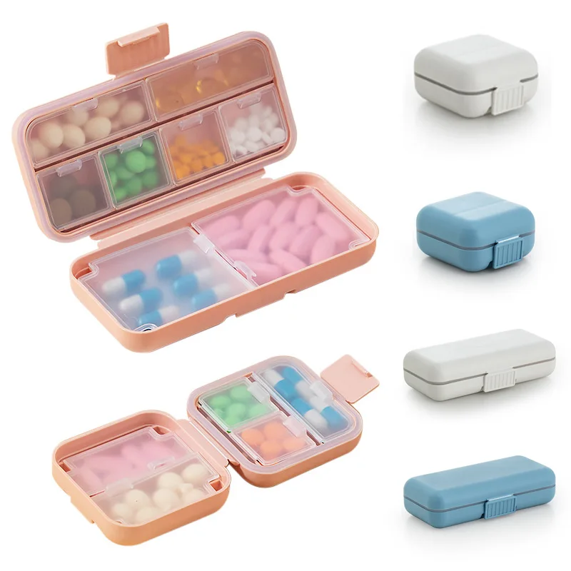 5/8 Grids Organizer Container For Tablets Travel Pill Box With Seal Ring Sealed Organizer Container Portable Medicines Case