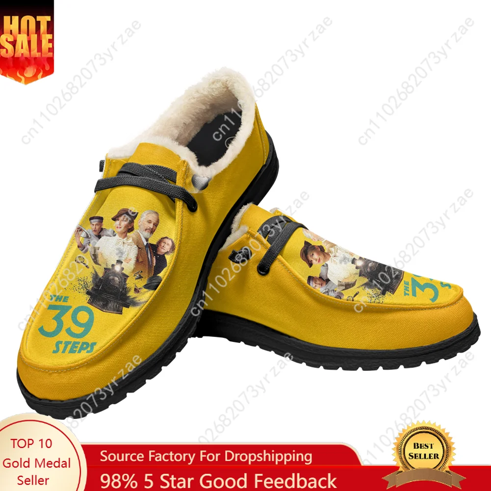 

The 39 Steps Velvet Flat Shoes Mens Womens Warm Shoe Indoor Outdoor Light Shoe Personalized Fashion Print Customize Couple Shoes