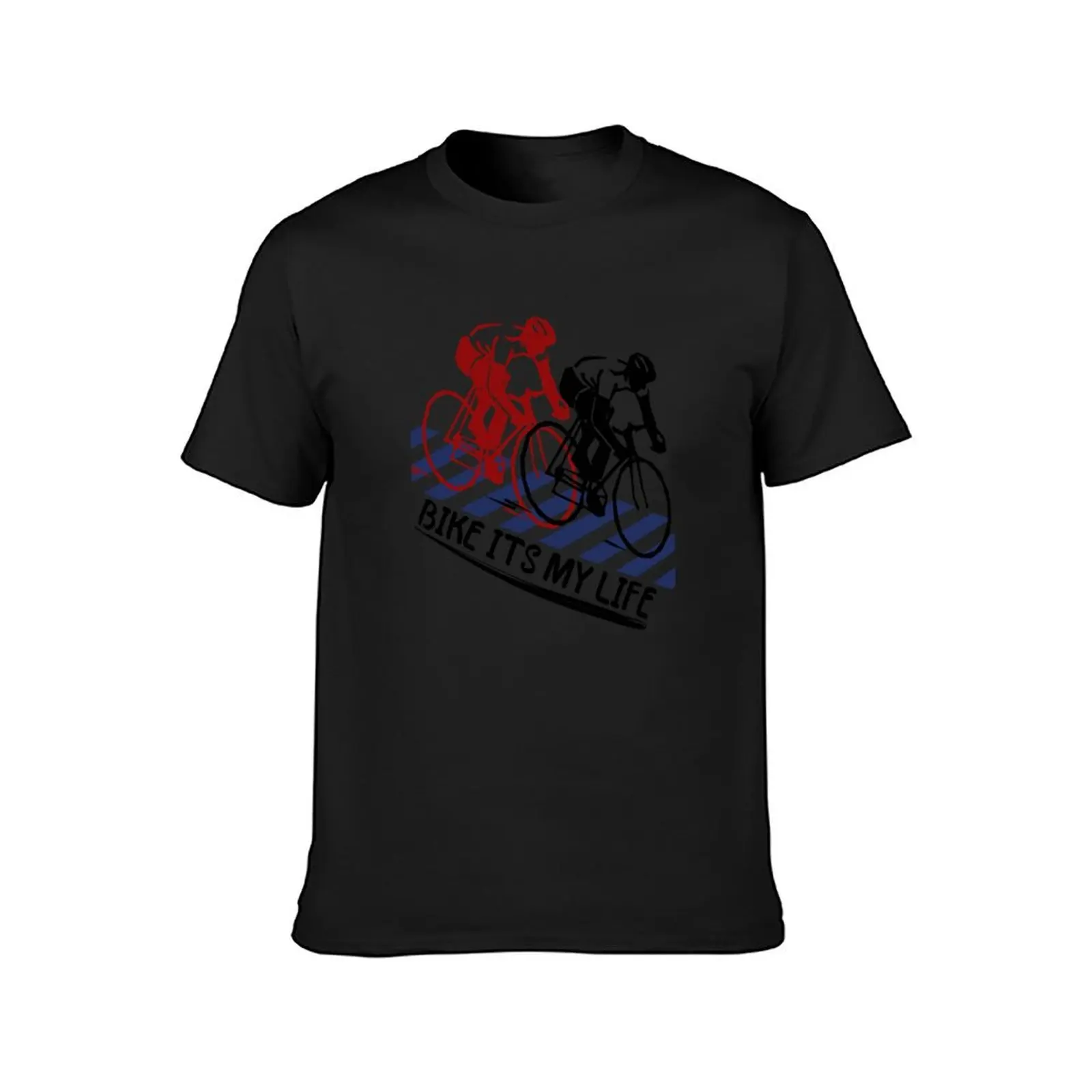 dupla de ciclistas pedalando frase bike its my life. T-Shirt summer top Short sleeve tee quick drying Men's cotton t-shirt