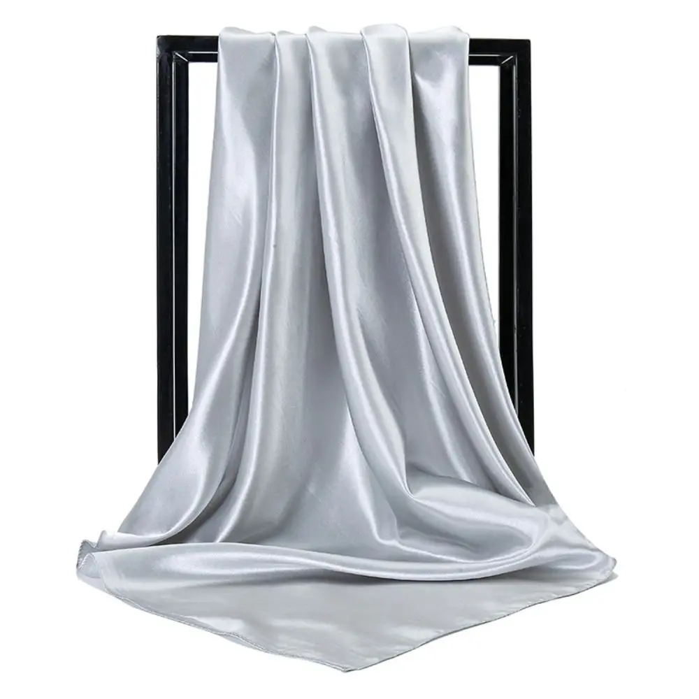 

Elegant 90cm Satin Silk Scarf Soft Large Size Pure Color Shawl Kerchief Korean Style Square Neck Scarves Outdoor