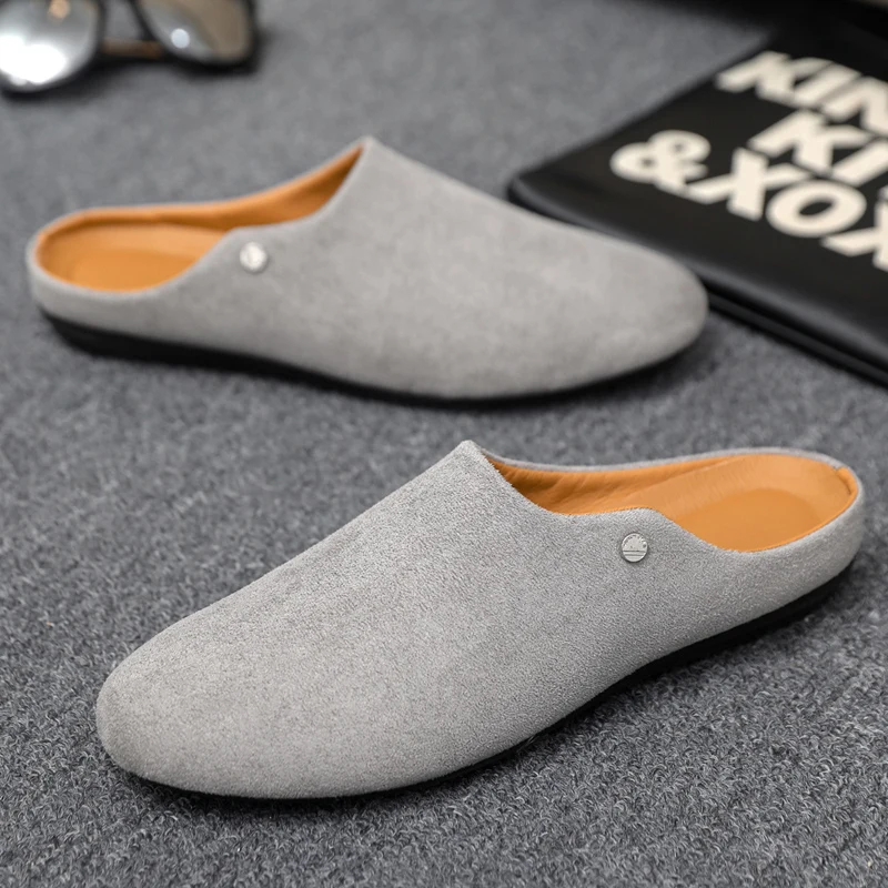 

Кожаные тапочки-мюли Fipatbu унисекс больших размеров для мужчин и женщин, летние и весенние, на плоской подошве, без застежек, модные и удобные