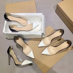 2024 New Yangjing Stitching Spring and Summer Stiletto Heel Pointed Casual High Heel Women's Shoes