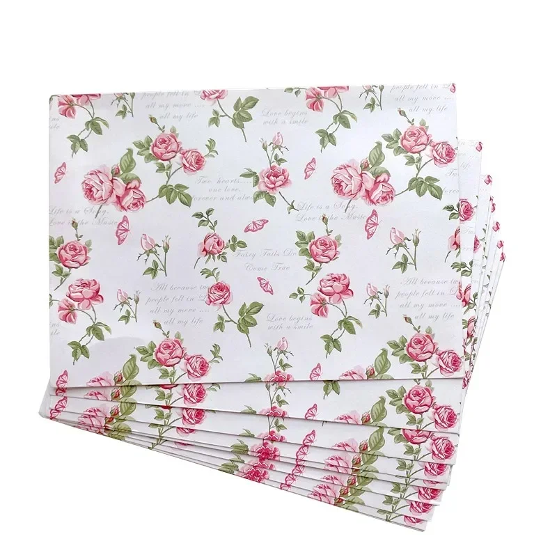 20pcs Rural Rosettes Set of 12.5x17.5cm Envelopes Embellished with Gorgeous Garden Rose Patterns