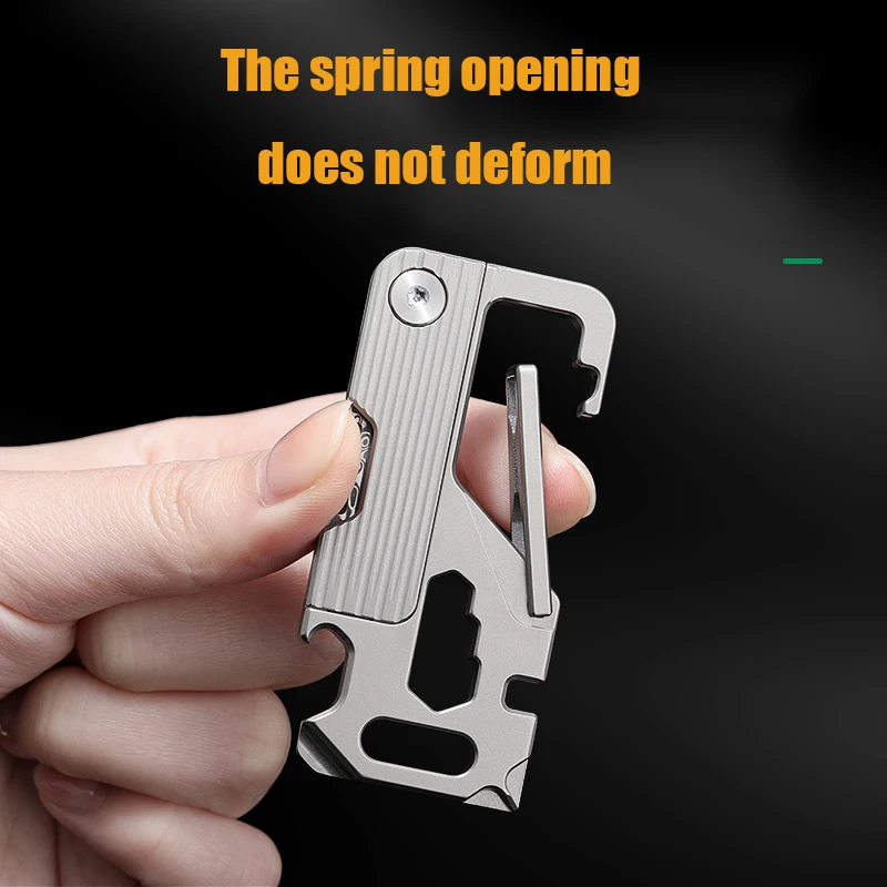 Imagem -06 - Titanium Alloy Buckle Folding Knife Damascus Blade Abridor de Garrafas Chave de Fenda Segurança ao ar Livre Auto-defesa Edc Tools em 1