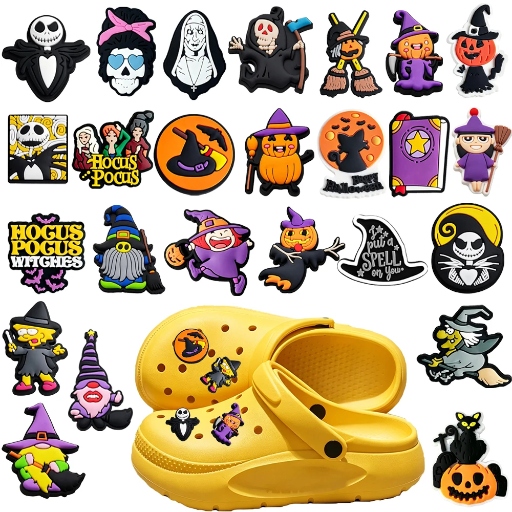 Oferta Imperdível: 25-100 Peças de Acessórios de PVC para Calçados com Tema de Halloween, Ideais para Sapatos com Furos e Bolsas de Praia – Acessório de Festa