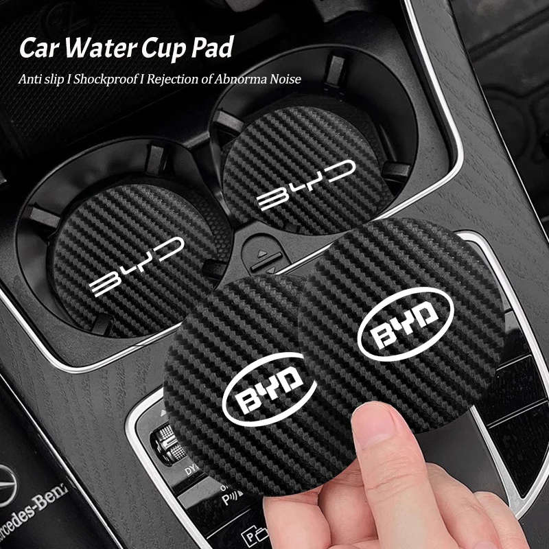 

2 шт. автомобильный кожаный коврик для подставки для чашки с водой, противошумный, нескользящий, для BYD Atto 3 Yuan Plus Han Tang EV F3 E6 Dmi Song F0 Qin Pro G3