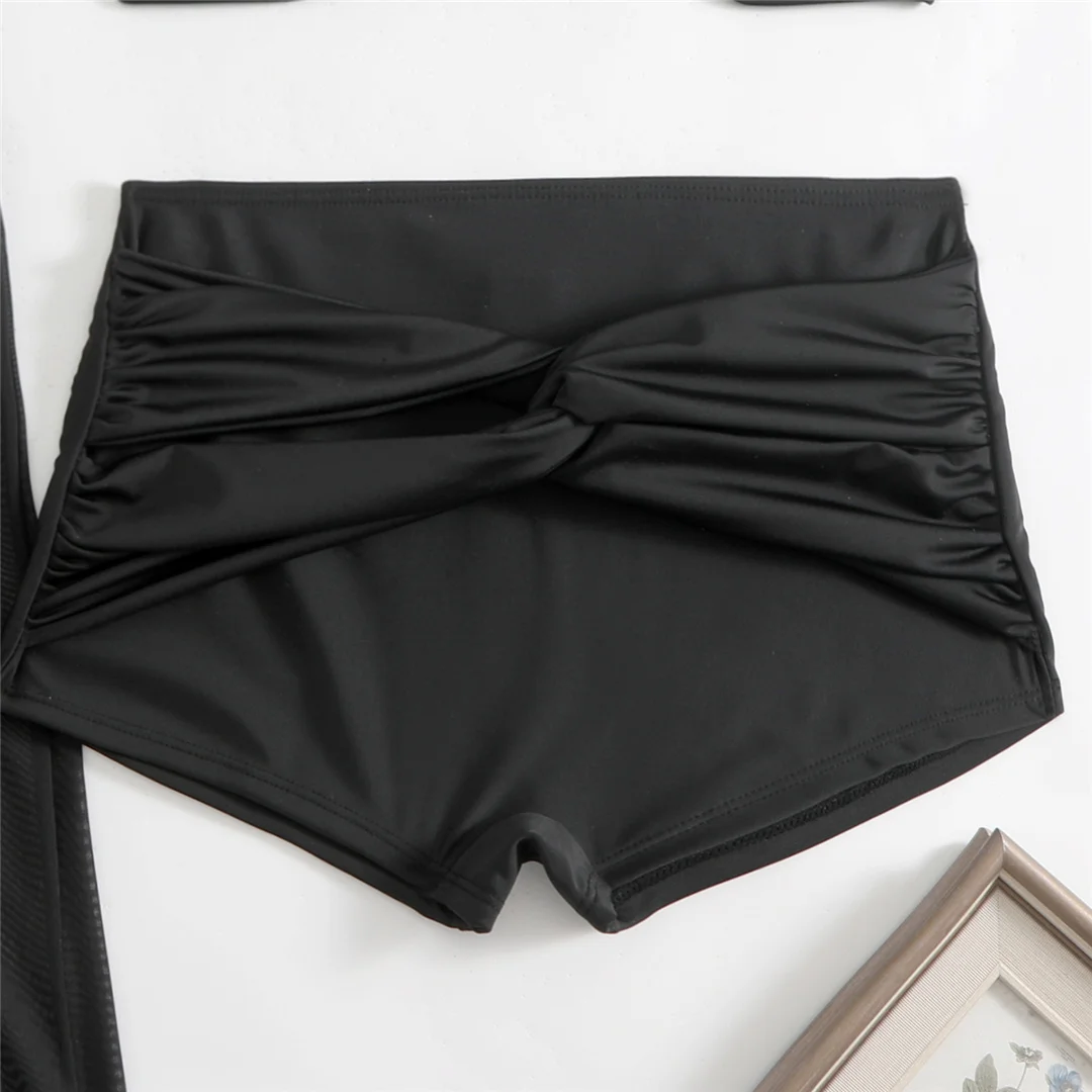 Mit Rock, Metallring, hoher Taille, Bikini, Damen-Badeanzug, dreiteiliges Bikini-Set, Damen-Badebekleidung, Badeanzug, Schwimmanzug V6917 – Detail 16