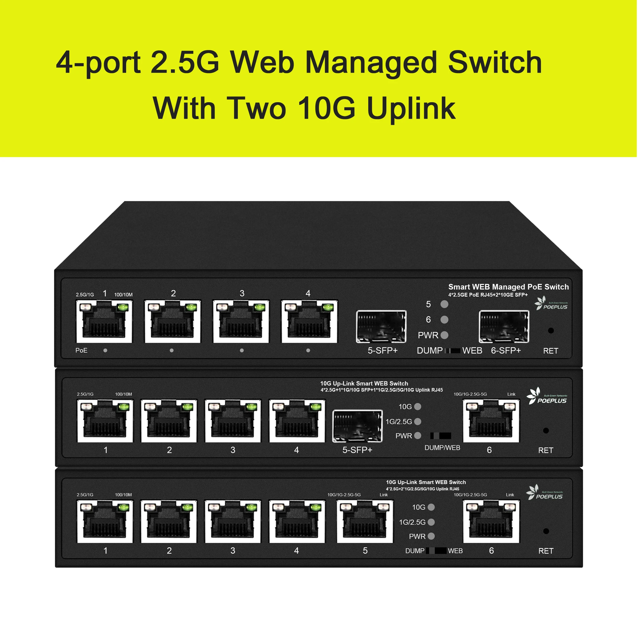 

4 port 2.5Gps poe or RJ45 web managed switch with 10Gps Uplink layer2 switching 2*10Gps sfp or RJ45 Uplink