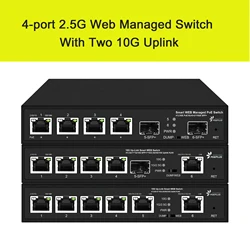 Commutateur géré par le Web, 4 ports, 2,5 Gps, poe ou RJ45, commutateur de liaison montante 10Gps, commutateur de couche 2x10Gps SFP ou RJ45