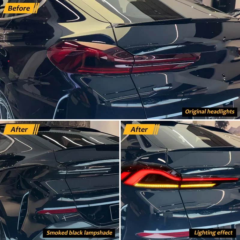 4Pcs ABS Black For BMW X6 G06 X6M F96 2020-2025+ Car Styling Car Taillight Cover Decoration Sticker Car Modification Accessories